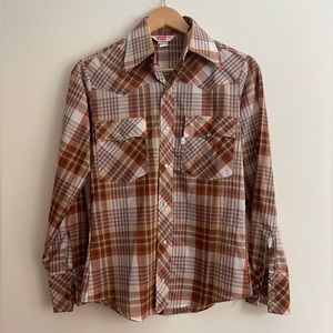 70s vintage Levi’s Pearl snap plaid shirt